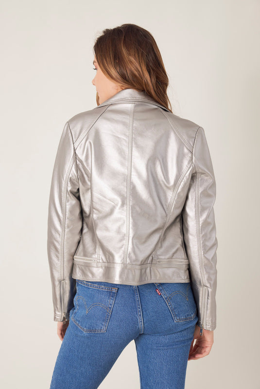 Kerri Faux Leather Biker Jacket