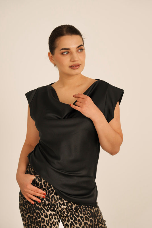 Cowlneck Top in Black