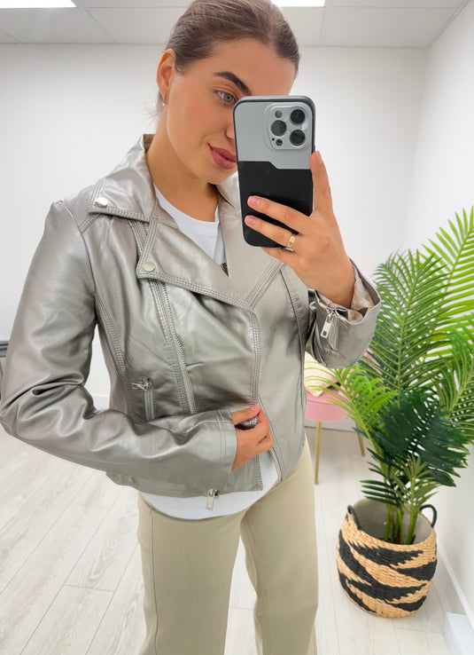 Kerri Faux Leather Biker Jacket