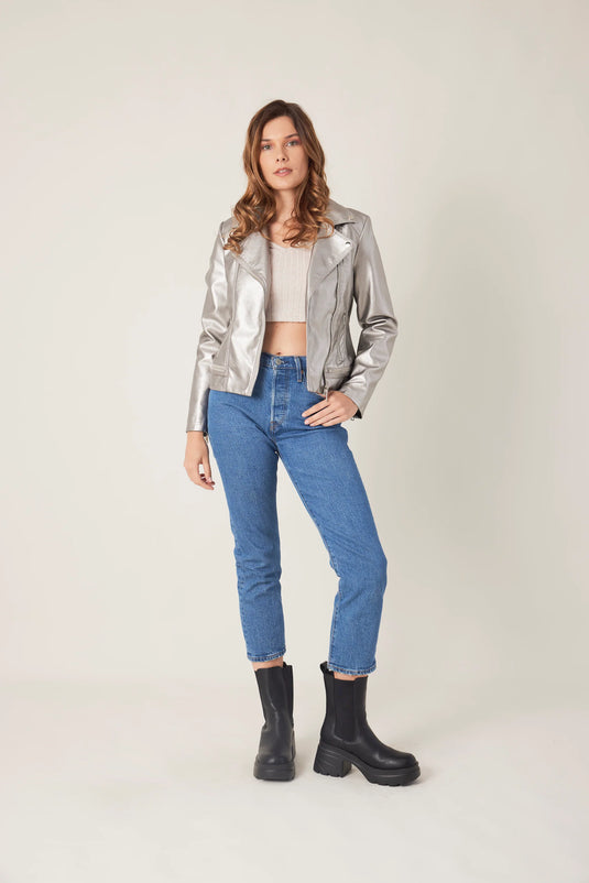 Kerri Faux Leather Biker Jacket