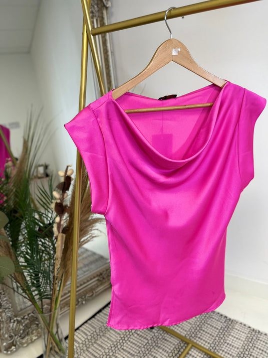 Avery Cowlneck Satin Top