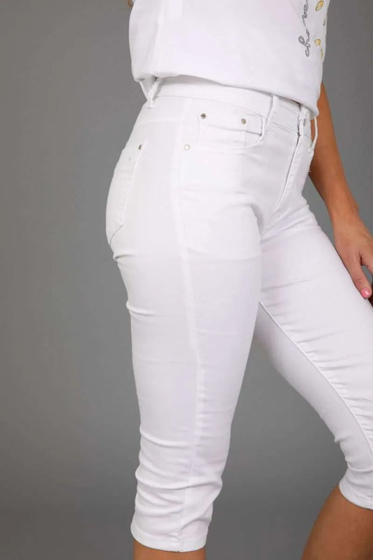 Cara Cropped Denim Jeans in White