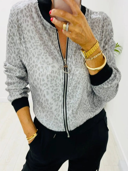 Carlie Bomber Jacket in Gold and Silver