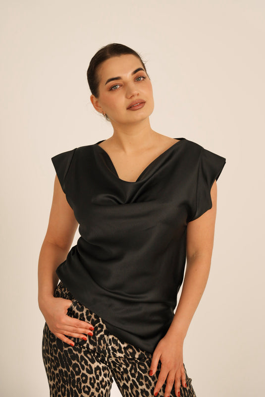 Cowlneck Top in Black