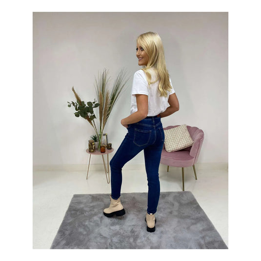 Evie High Waisted Skinny Jeans in Blue