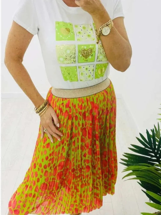 Farrah T-Shirt in White/Lime