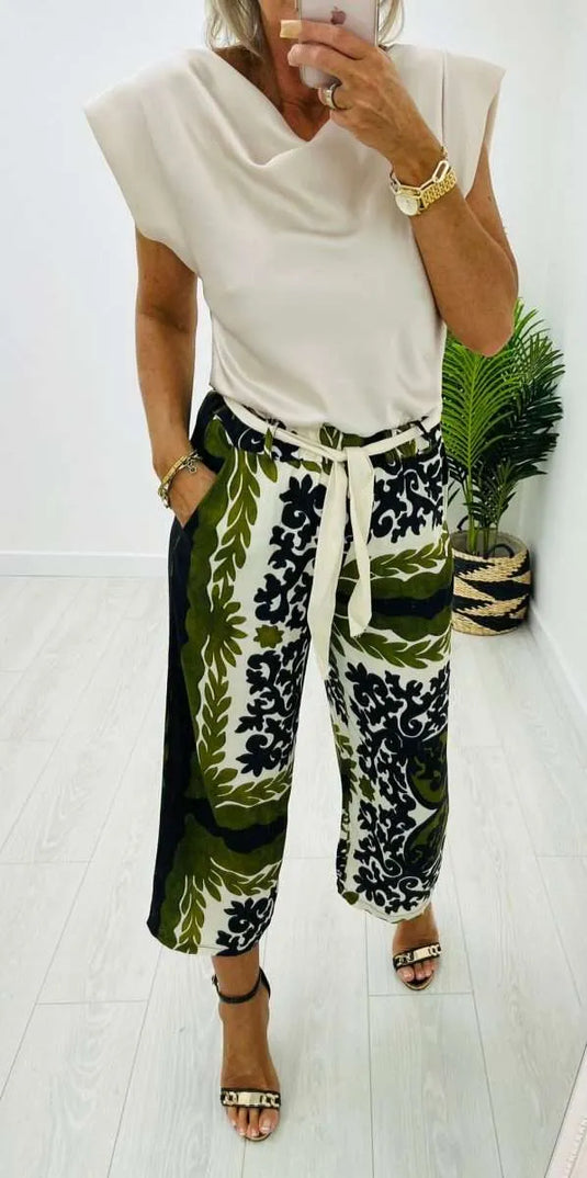 Hailey 3/4 Palazzo Pants in Khaki