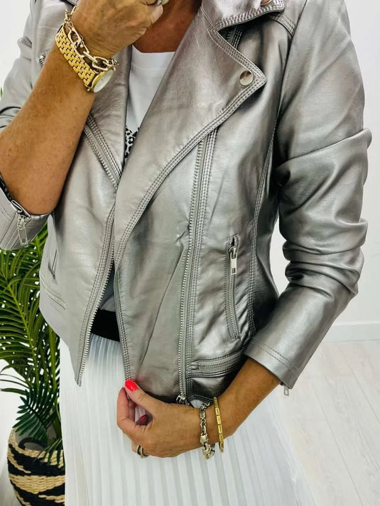 Kerri Faux Leather Biker Jacket