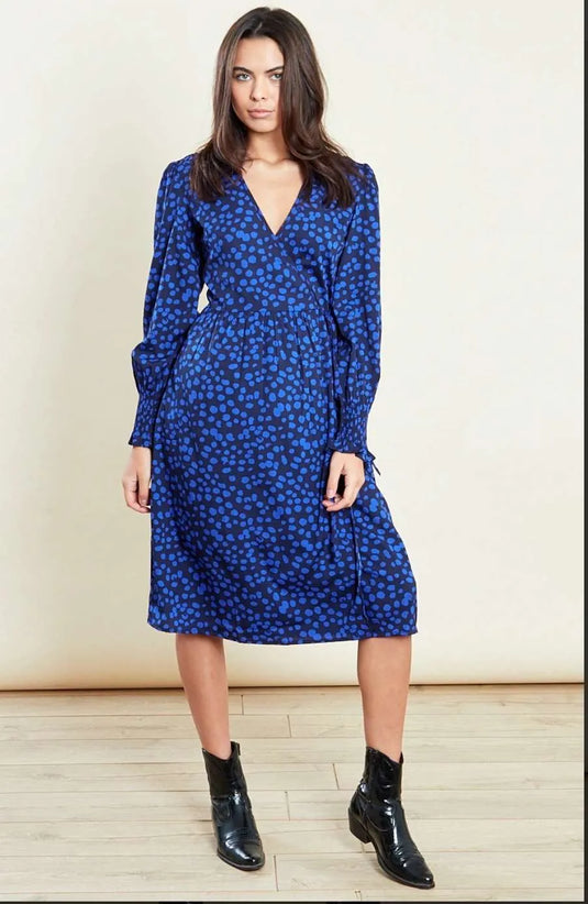 Millie Spot Dress in Navy