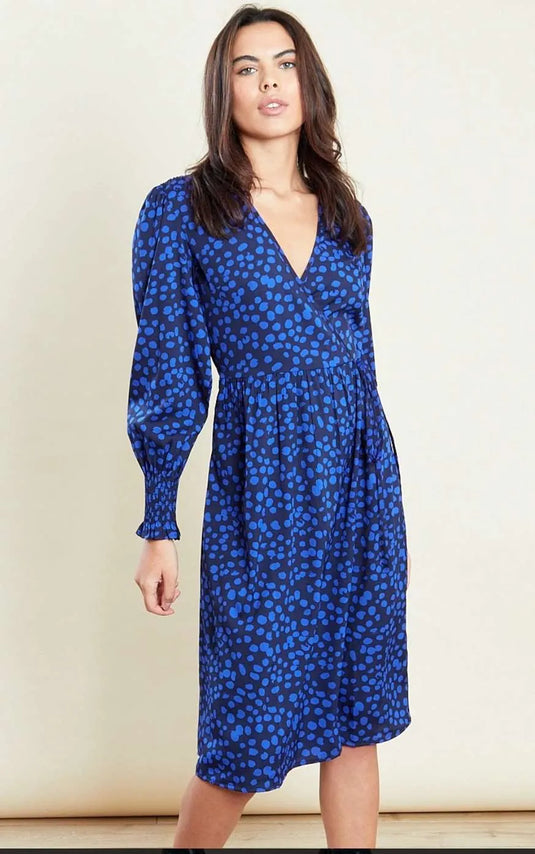 Millie Spot Dress in Navy