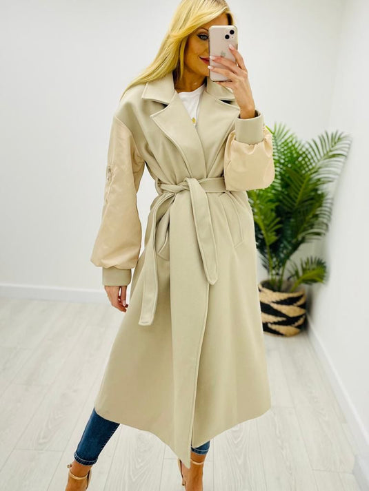 Kerri Longline Coat in Beige