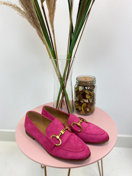 Sophia Suede pink loafers