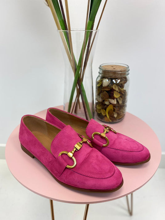 Sophia Suede pink loafers