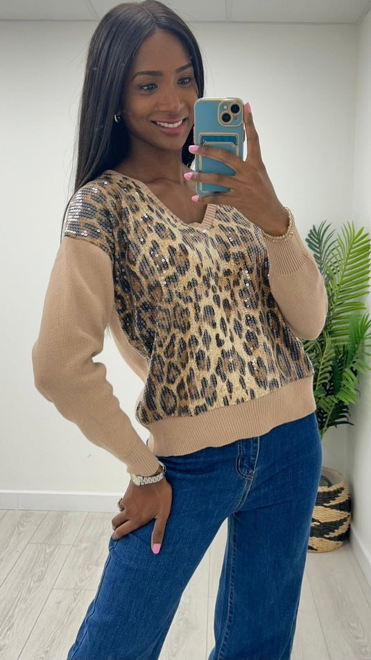 Leopard Sequin Jumper