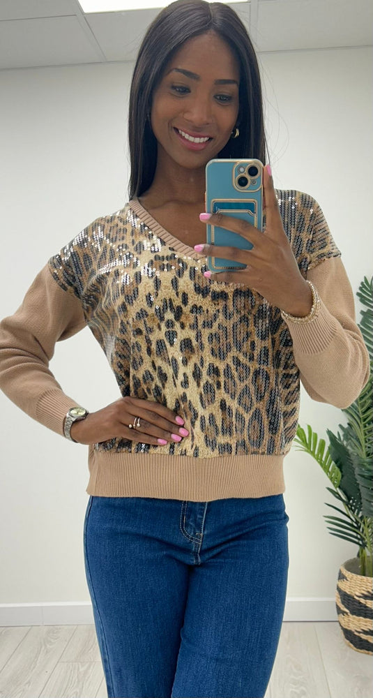 Leopard Sequin Jumper