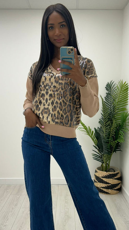 Leopard Sequin Jumper