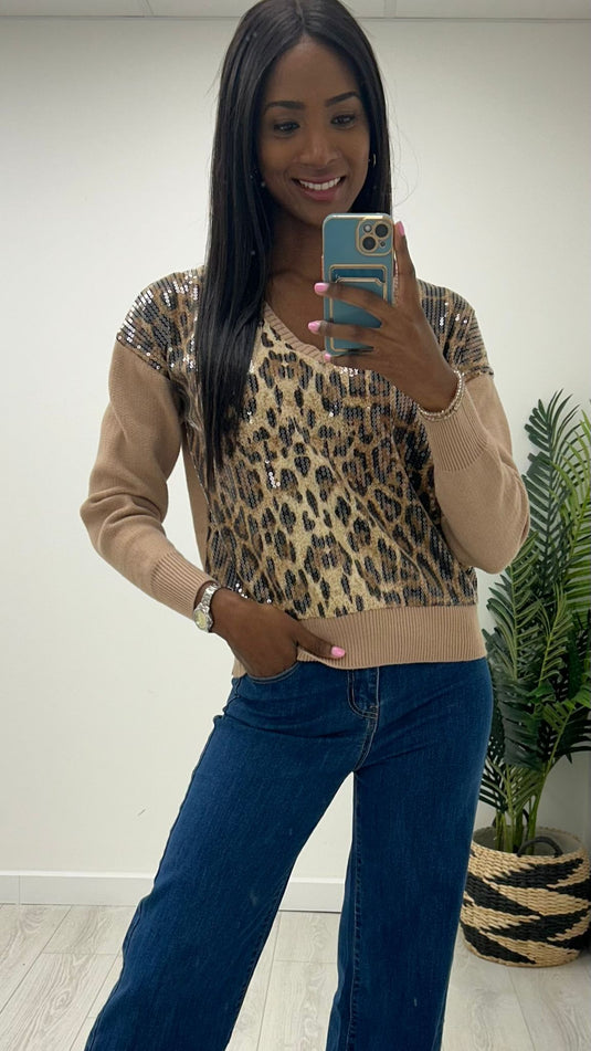 Leopard Sequin Jumper