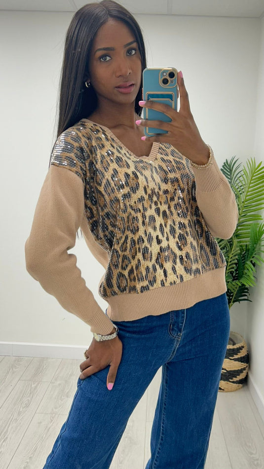 Leopard Sequin Jumper